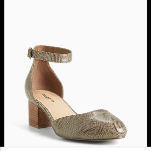 Torrid Snake print ankle strap block heel